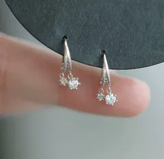 ピアス　２粒クリスタル　シルバー　揺れる