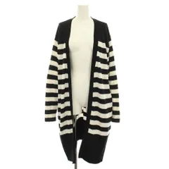 ダイアンフォンファステンバーグ DIANE von FURSTENBERG スタジオ STUDIO ロングカーディガン トッパー 長袖 ボーダー柄 S 黒 ブラック 白 ホワイト 115-6166120 /YT