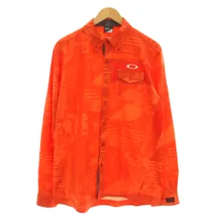 オークリー OAKLEY 総柄 シャツ ボタンダウン 長袖 XL オレンジ 45971583 /☆G
