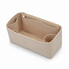【特価セール】(ベージュ) 型崩れ防止 ショルダーバッグ トートバッグ 小物収納 自立 整理整頓グッズ 横長 フェルト バッグインバッグ インナーバッグ