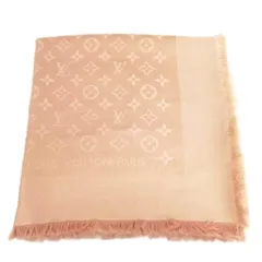 ルイヴィトン LOUIS VUITTON 402336 モノグラム ストール ショール 大判  シルク ウール ピンクベージュ系