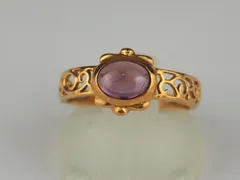 【USED/B】K18 ゴールドリング パープルストーン 11.5号