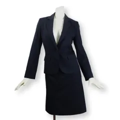 13【美品】ザ スーツカンパニー THE SUIT COMPANY レディース スカートスーツ 上38 下36 ネイビー M ウォッシャブル Micro Fiber Spun