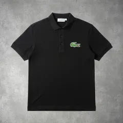 希少 LACOSTE ビッグワニ刺繍 半袖ポロシャツ サイズ4/L相当 黒 43-17-250