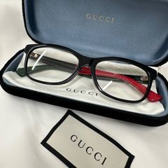 美品 グッチ メガネ GG0755OA 黒縁 金ロゴ イタリア製 ケース付 眼鏡 