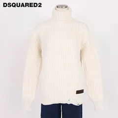 ディースクエアード DSQUARED2 レディース 長袖ニット タートルネック ダメージデザインリブタートルニット ホワイト系 イタリア製（サイズ/XXS）ds1001のサムネイル