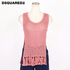 ディースクエアード DSQUARED2 レディース ノースリーブニット フリンジデザインカギ編みニット ピンク系 イタリア製（サイズ/XXS/XS/S）ds1007のサムネイル
