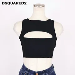 ディースクエアード DSQUARED2 レディース タンクトップ 胸元カットアウトクロップ丈ニットトップス ブラック系 イタリア製（サイズ/S）ds1014のサムネイル