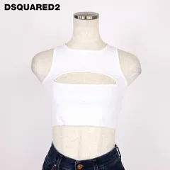 ディースクエアード DSQUARED2 レディース タンクトップ 胸元カットアウトクロップ丈ニットトップス ホワイト系 イタリア製（サイズ/XS）ds1015のサムネイル