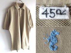 美品 45R ジンバカノコの33色馬ポロ タツノオトシゴ刺繍 ゆったり 45R 洗える ジンバカノコポロ ロゴ刺繍 ポロシャツ タツノオトシゴ