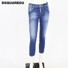 ディースクエアード DSQUARED2 レディース クロップドジーンズ クロップドウオッシュデニム　ボタンフライ ブルー系 イタリア製（サイズ/34）ds1054