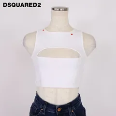 ディースクエアード DSQUARED2 レディース タンクトップ 胸元カットアウトクロップド丈ニットトップス ホワイト系 イタリア製（サイズ/S）ds1083のサムネイル
