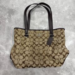 COACH トートバッグ がま口 F18036 シグネチャー ブラウン - メルカリ