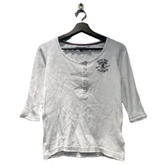 トミーヒルフィガー TOMMY HILFIGER ヘンリーネック Tシャツ カットソー ７分袖 S 白 ホワイト ■WGA
