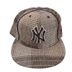 186001 現状品 NEW ERA ニューエラ キャップ 7 1/2 ブラウン 59FIFTY 千鳥柄 ユニセックス