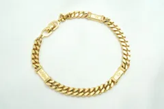 クリスチャン ディオール ヴィンテージ ブレスレット 3連ロゴプレート ドイツ製 喜平チェーン メッキ 金 ゴールド Christian Dior 6119j