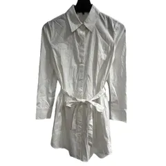 セオリー Theory ワンピース シャツワンピ ひざ丈 長袖 コットン 0 白 ホワイト ■TC