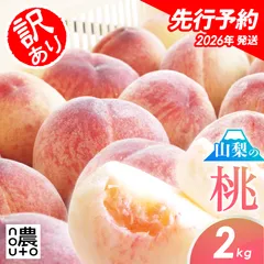 【予約】 桃 もも 訳あり 2kg （5~8玉） 山梨県産 品種おまかせ クール便 白桃 山梨 もも  母の日 父の日 フルーツ 果物 momo あかつき 白鳳 川中島 一宮 なつっこ 夢みずき 夢桃香 まどか ワッサー