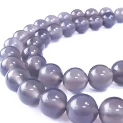 【在庫処分】ハンドメイド アクセサリー 手芸 パーツ 10mmパワーストーン 一連 きらきらぷんぷん丸 ビーズ ブレスレット用 NS-007 グレーアゲート（灰めのう）