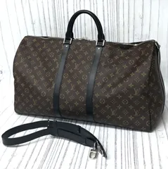 m001 X(100) 真贋鑑定済 ルイヴィトン モノグラム・マカサー キーポル･バンドリエール 55 ボストンバッグ ショルダーストラップ付 M56714 Louis Vuitton Monogram Macassar Keepall Bandouliere