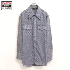 70s USA製 vintage Lee ギンガムチェック柄 ウエスタンシャツ メンズ 表記Lサイズ
