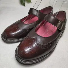 【美品】HARUTA/ハルタ/ストラップシューズ/ウィングチップ/型番SF373/ダークブラウン/濃い茶/23.5cm
