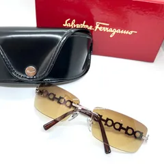 極美品★希少★ Salvatore Ferragamo サルヴァトーレ フェラガモ サングラス ブラウン 1045 503 89 アイウェア ガンチーニ リムレス レア 入手困難 廃盤 ケース 箱付きのサムネイル