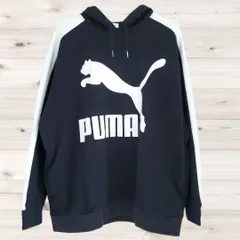 B2015 プーマ PUMA パーカー 長袖(L) プルオーバー ブラック／黒系 フーディー ビッグロゴ スポーツ 運動 トレーニング