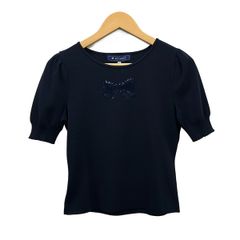 M'S GRACY ウエストリボン パフスリーブ リブ ニット 40 ブラック M'S GRACY ウエストリボン パフスリーブ リブ ニット 40 ブラック