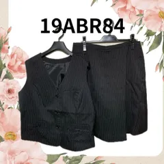 19号　大きいサイズ　ベスト　巻きスカートキュロット  事務服　オフィス　制服　ブラックストライプ　Ja-701