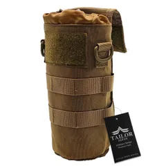 【新着商品】水筒ポーチ ペットボトルポーチ ドリンクホルダー ペットボトルホルダー 折り畳み モールシステム 防水1000D (ブラウン)