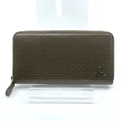 アニエスベー　agnes b. ドット柄　ラウンドファスナー長財布　ブラウン　レザーのサムネイル