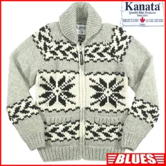 カウチンセーター kanata ニット M グレー 雪柄 カナダ製 カナタ ウール ハンドニット カウチンセーターサイズM一覧←SEULB屋着古← HN2395のサムネイル