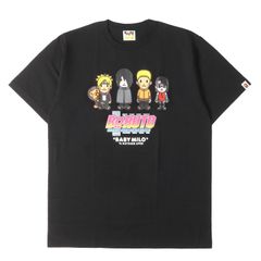 [신품]A BATHING APE 아 베이싱 에이프 T셔츠 블랙 블랙 사이즈:XL | ×BORUTO-볼트- -NARUTO NEXT GENERATIONS- 마일로 캐릭터 T셔츠 |