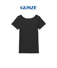 新品 未使用 GUNZE グンゼ アセドロン レディース 汗取り付2分袖インナー 519018【メール便】 ブラックのサムネイル