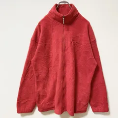 CH　フルジップフリースジャケット/ボアジャケット　ワンポイント　刺繍ロゴ　赤　レッド　Mサイズ　古着