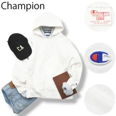 USA製 チャンピオン Champion 赤単タグ 復刻 リバースウィーブ REVERSE WEAVE パーカー フーディー スウェット トレーナー 裏起毛 目無し L ホワイト アメカジ メンズ