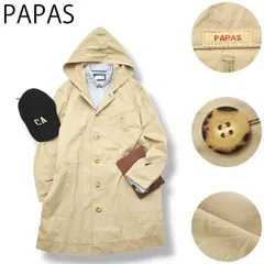 【上質】  90s ヴィンテージ日本製 パパス PAPAS フード付き ハーフ ステンカラーコート スプリングコート  S ベージュ ブリティッシュ トラッド カジュアル メンズ 男性用