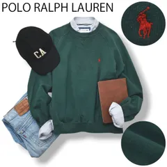 90s ヴィンテージ 緑タグ ポロ ラルフローレン POLO RALPH LAUREN 前V ガゼット ラグランスリーブ スウェット 裏地 パイル ポニー ロゴ 刺繍 170 グリーン メンズ