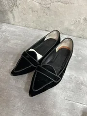 Odette e Odile オデットエオディール ユナイテッドアローズ スエード ポインテッドトゥ ローファー シューズ size22.5/黒 ◇■ レディース