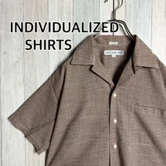 USA製 INDIVIDUALIZED SHIRTS インディヴィジュアライズド シャツ 半袖 オープンカラーシャツ ギンガムチェック ブラウン S