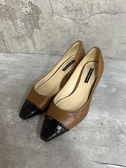 ラボキゴシワークス パンプス 蛇柄 ポインテッド 異素材 エナメル 天然 