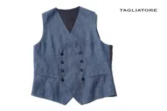 中古 タリアトーレ TAGLIATORE ダブルブレストジレ per Beams Brilla ビームス別注 KLAUS 48 ネイビー コットン イタリア製