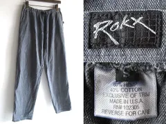 希少 初期 USA製 00sビンテージ ROKX ロックス ロゴワッペン ヘンプコットンデニム クライミングパンツ イージーパンツ S フェードブラック