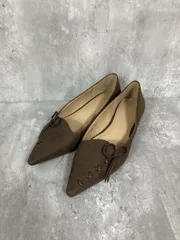 RANDA ランダ レースアップ ポインテッドトゥ フラット パンプス size23/茶 ■■ レディース