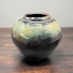 大正～昭和初期 陶器 花瓶 花器 壺 藍色 釉薬 昭和レトロ - メルカリ