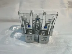 昭和レトロ グラス 5客セット メタルホルダー付き ヴィンテージ ガラス 食器 Vintage Glass