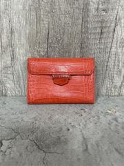 Yves Saint Laurent クロコ型押し レッド 長財布 9832 - メルカリ
