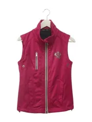 ユーロスター euro-star ジップアップベスト S ノースリーブ プリント ピンク トップス