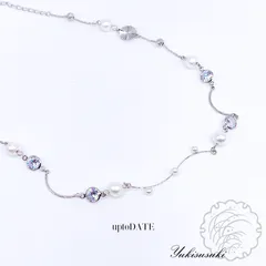 【雪薄紋／伊達・家紋アクセサリー】クリスタルとパールのウェーブチョーカー【Ｓ】